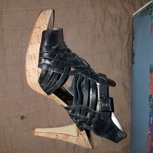 Carlos Santana black leather heels